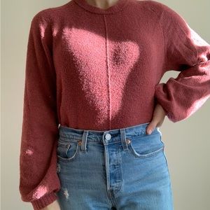 Frank and Oak red balloon sleeved sweater